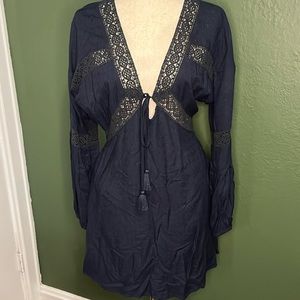 O’Neill Boho Empire Waist Tie-Front Mini Dress